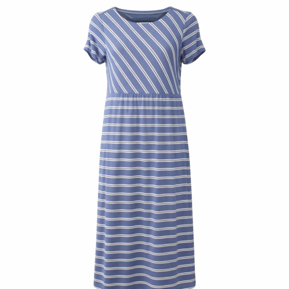 J.JILL STRIPED CASUAL SOFT STRETCH COMFORTABLE COASTAL SUMMER MAXI DRESS SZ. S